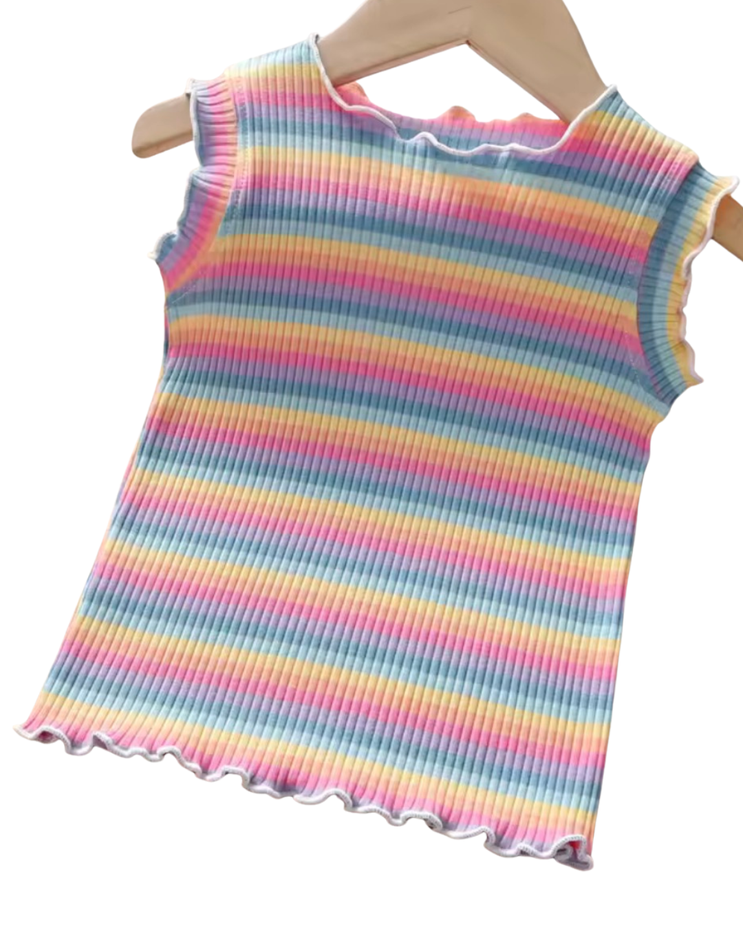 Pastel Striped Ribbed Top