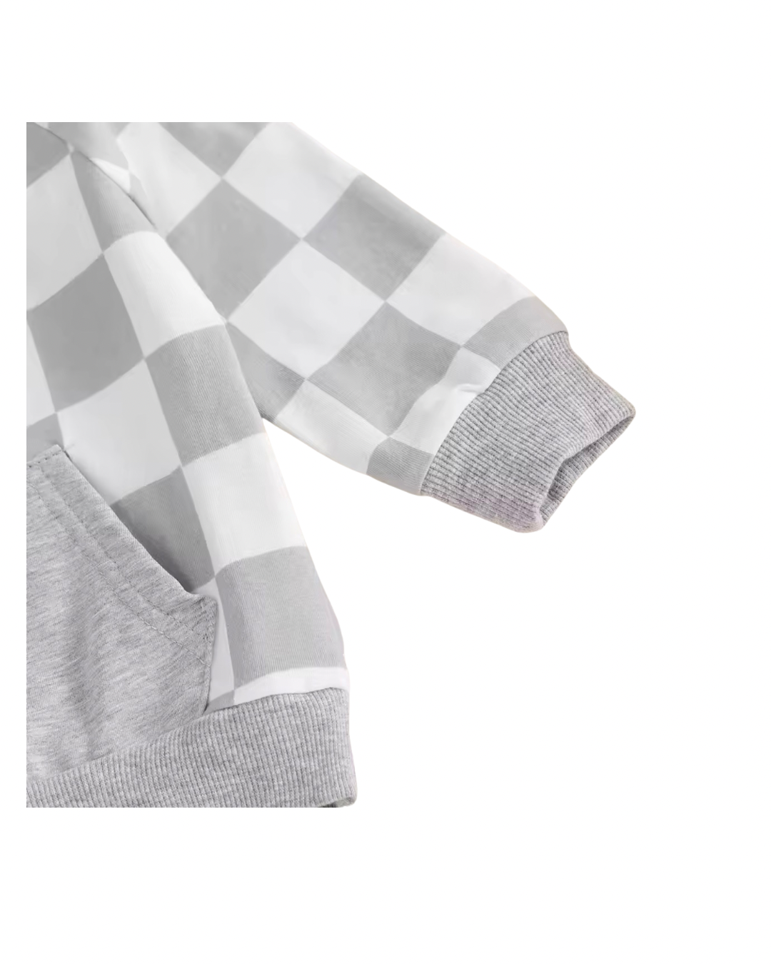 Gray Checkered Hoodie Set
