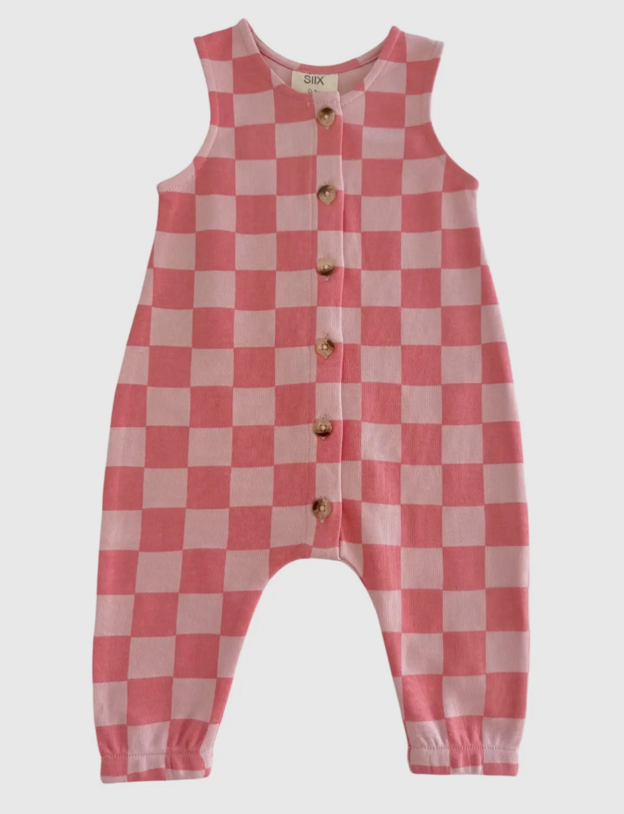 Strawberry/Rosy Checkerboard / Organic Bay Jumpsuit