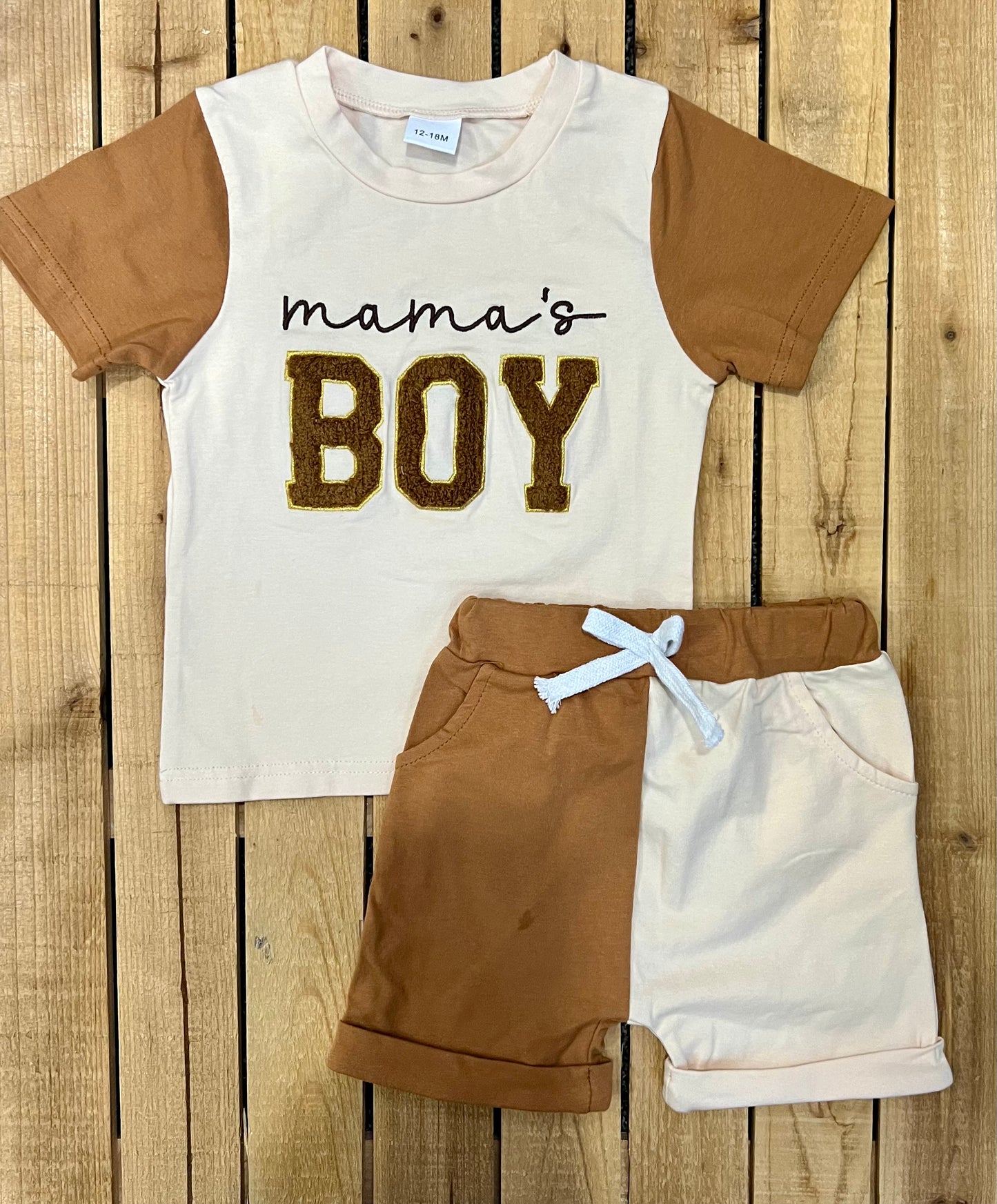 Neutral Color Block Mama’s Boy Set