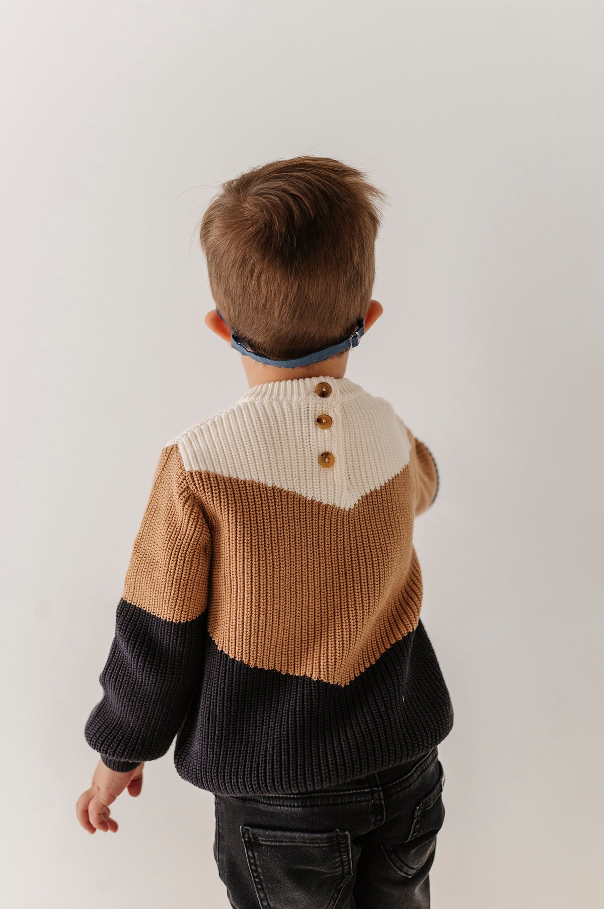 Colorblock Knit Sweater in Bronze