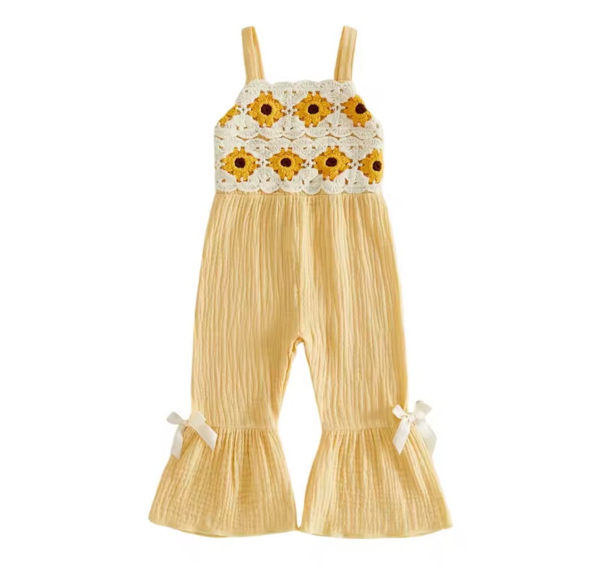 Yellow Sunflower Crochet Romper