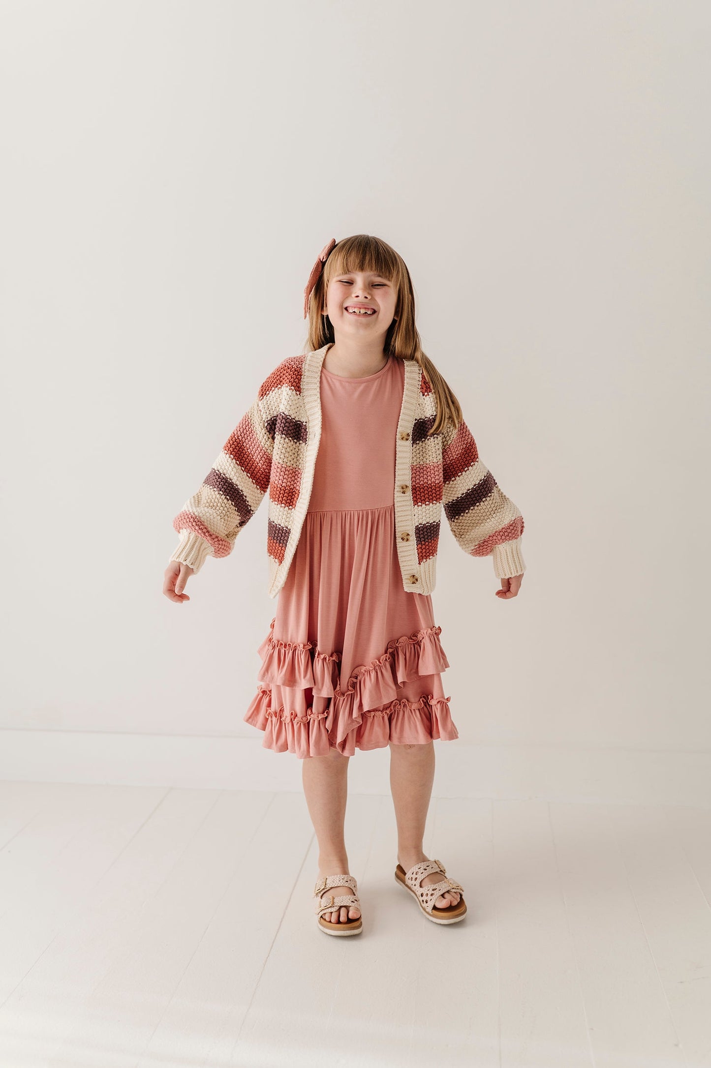 Girls Chunky Knit Cardigan in Multicolor