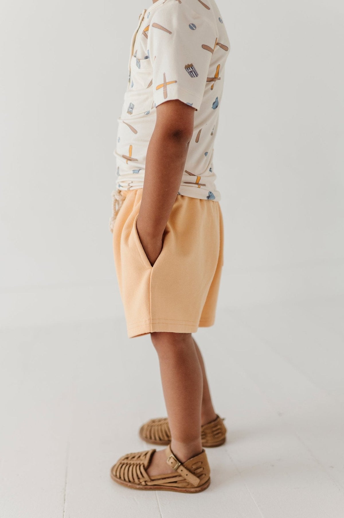 Boys Short Sleeve Henley Shirt in Baseball