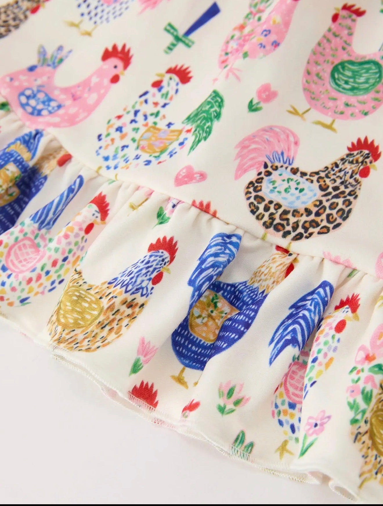 Chicken Print Ruffle Hem Twirl Dress