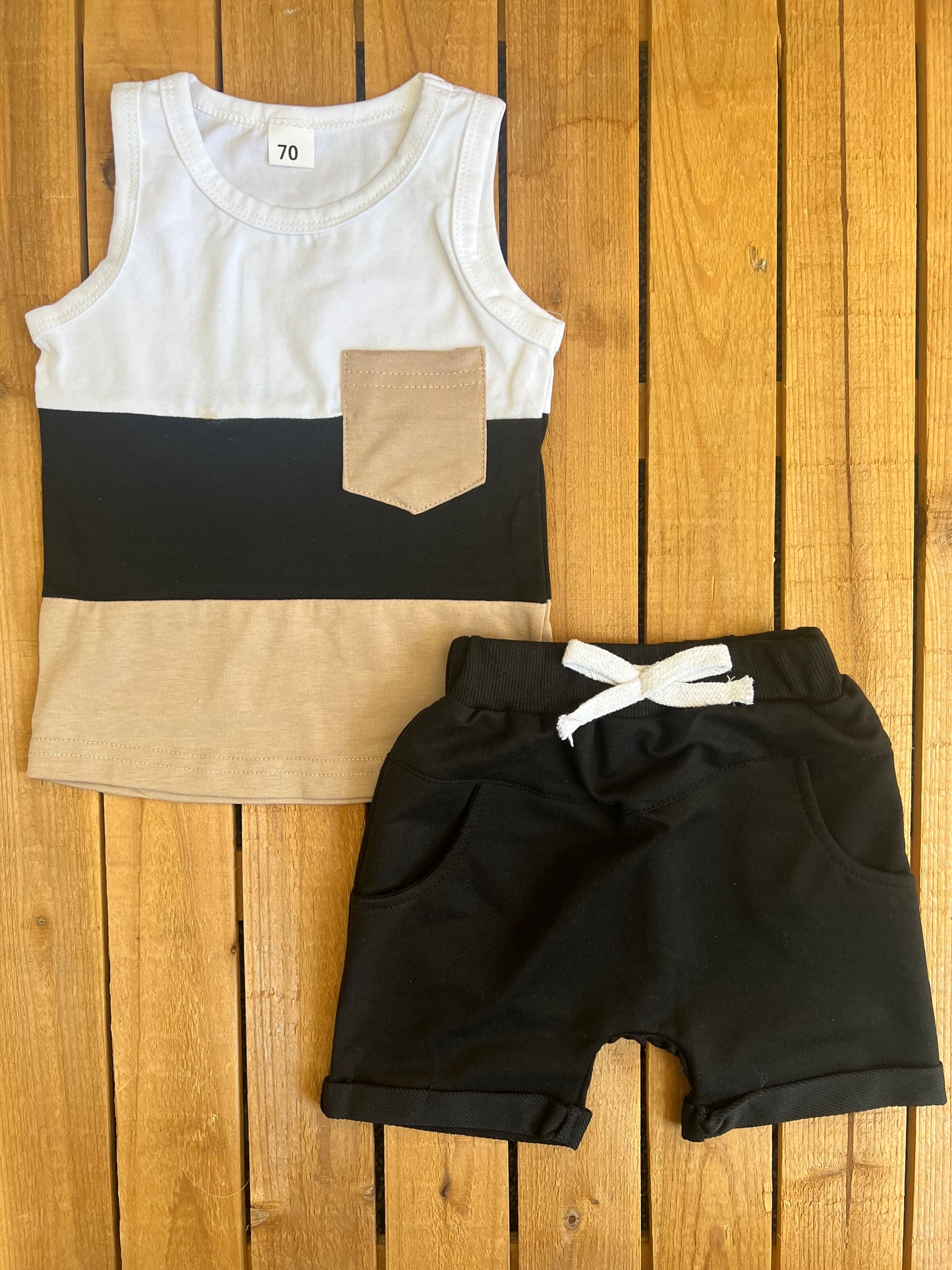 Neutral Color Block Tank Set