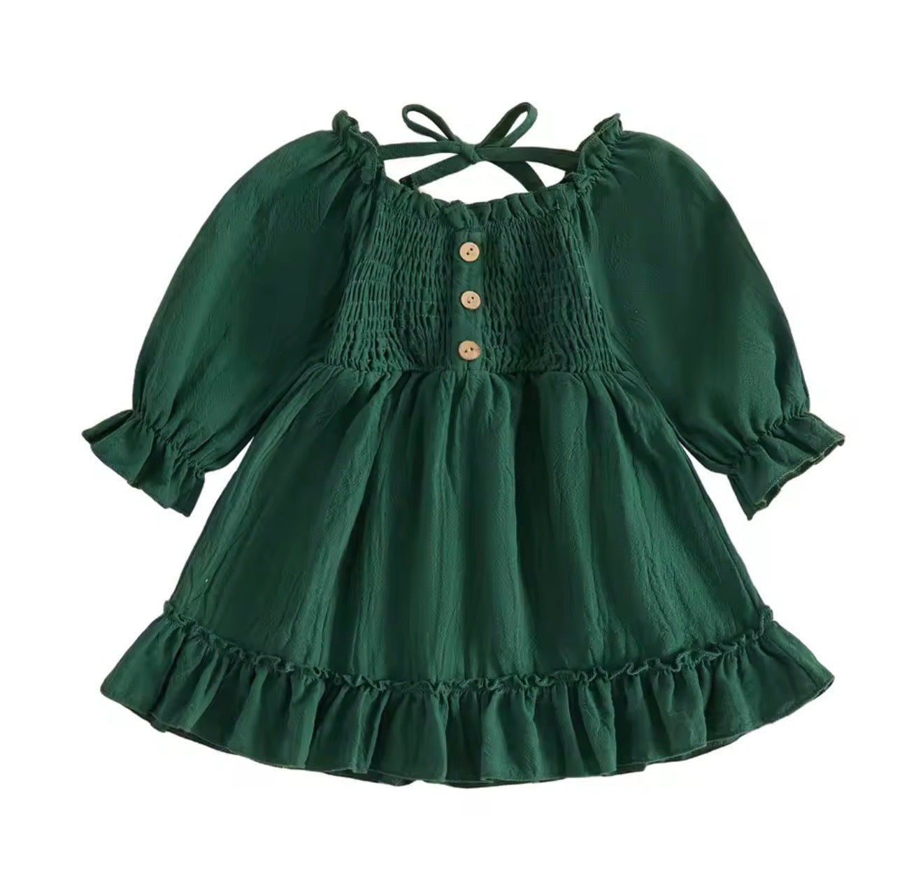 Muslin Green Smocked Dress