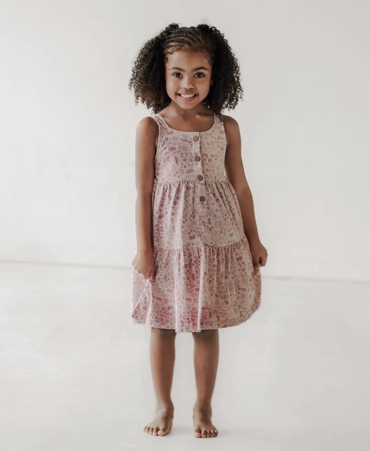 City Mouse Tiered Tank Dress- Birds and Butterflies