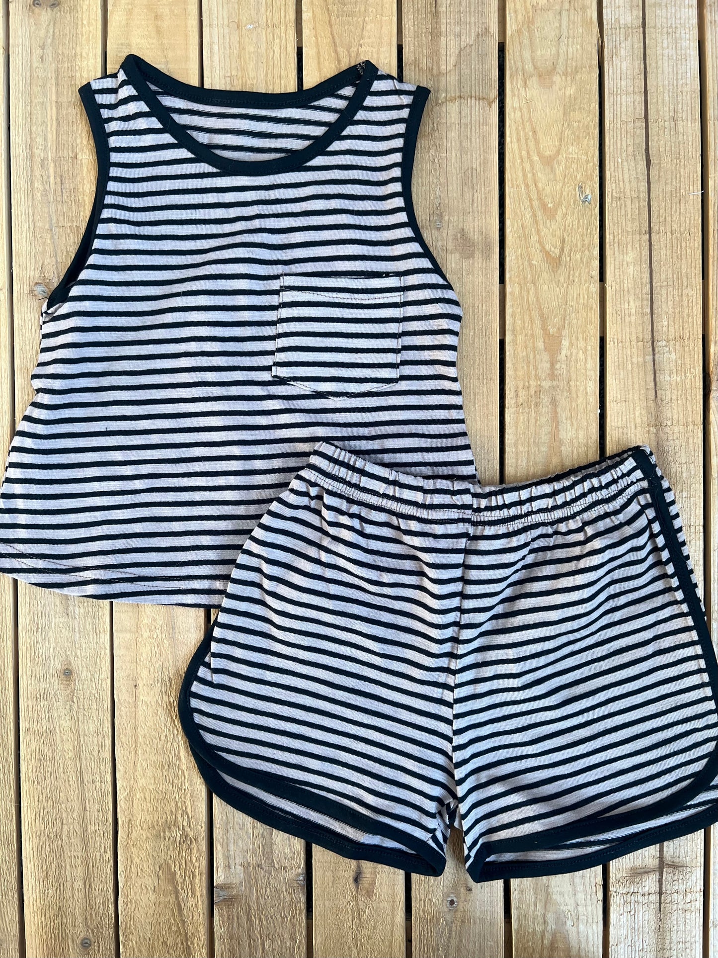 Neutral Striped Tank Set
