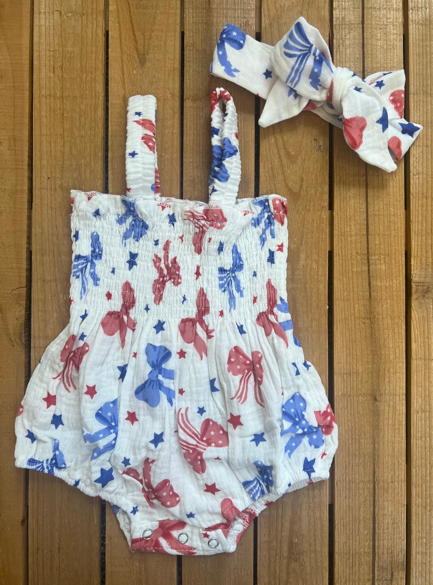 Muslin Bow Romper Set