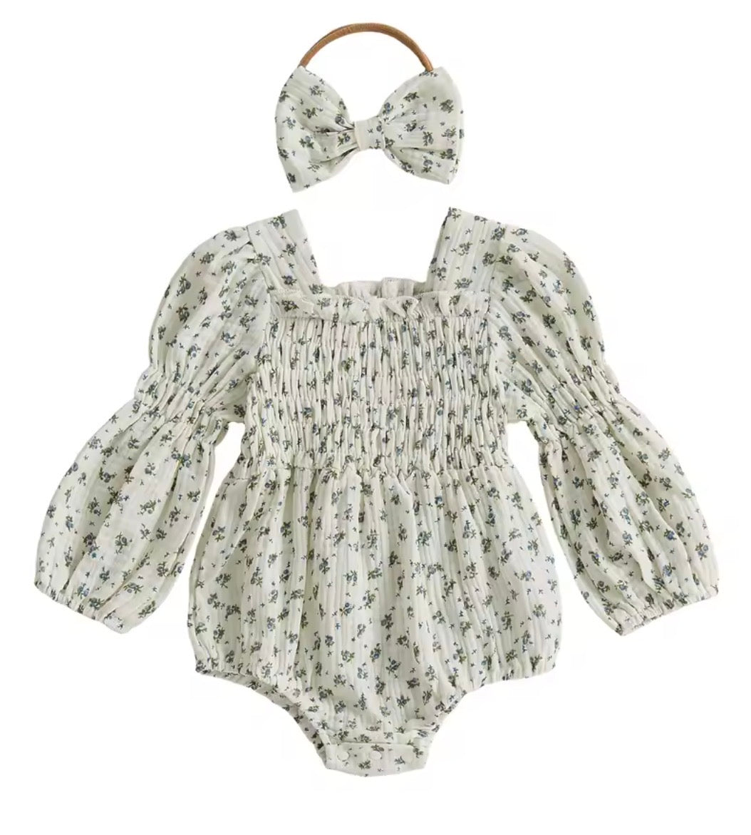 Muslin Smocked Floral Romper