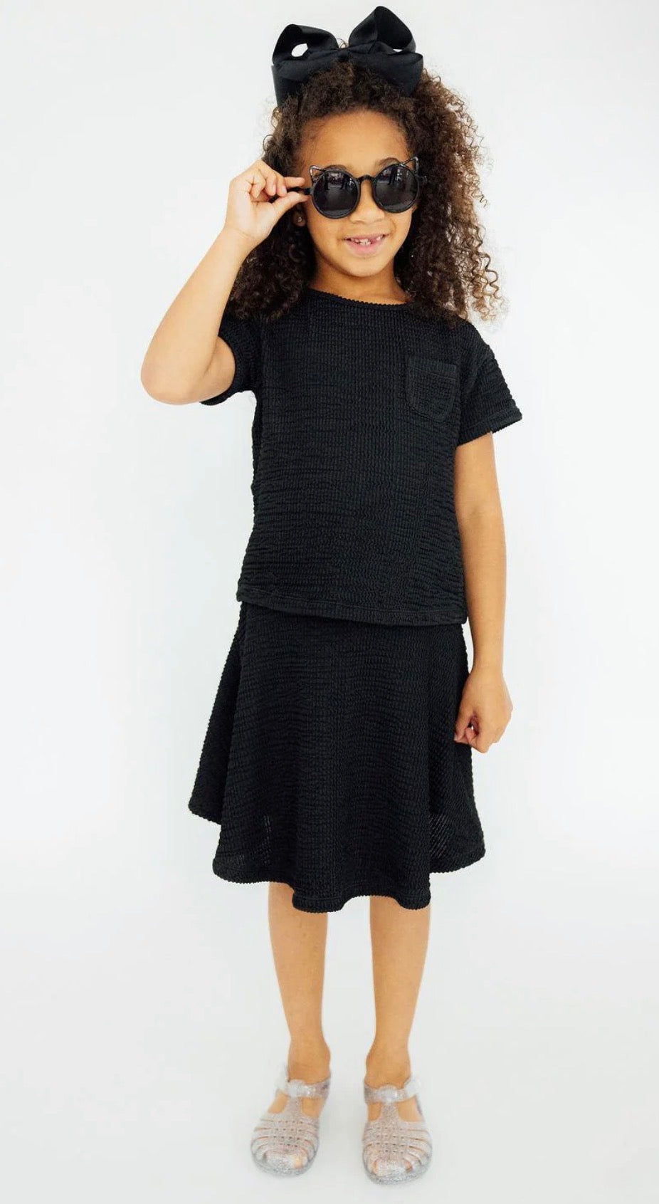 Black Textured Skort