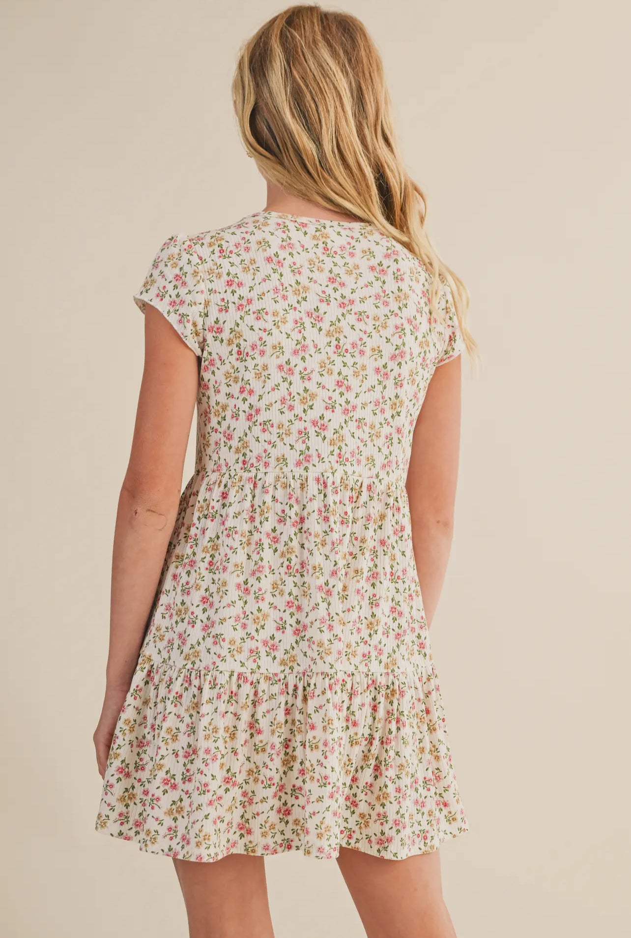Faux Button Down Tiered Dress