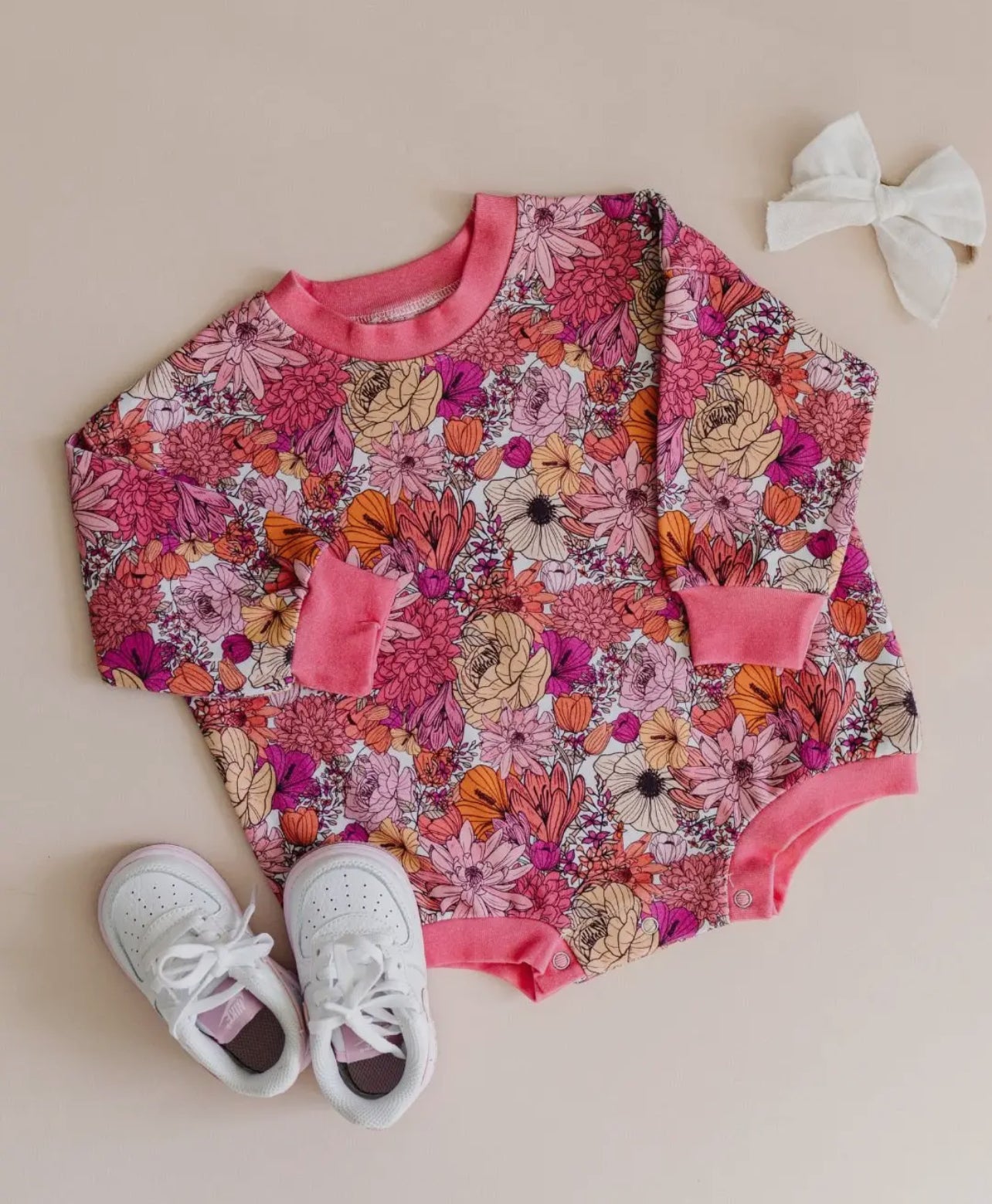 Pink Flower Bubble Romper