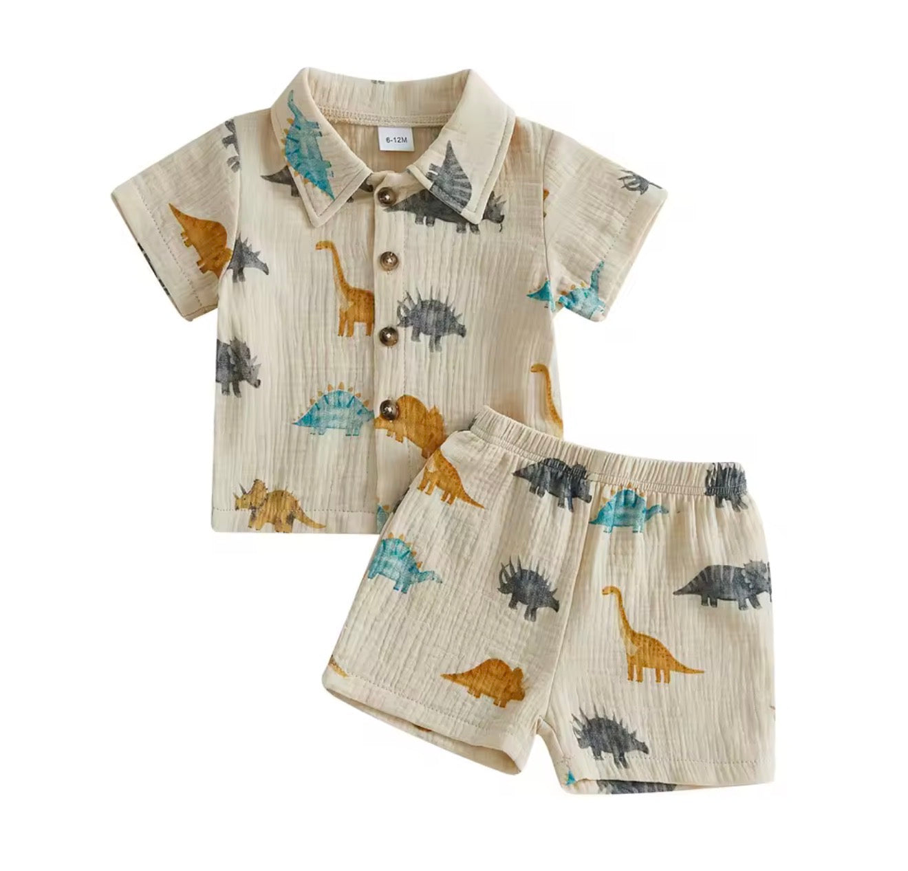 Dinos Muslin Button-Up Set