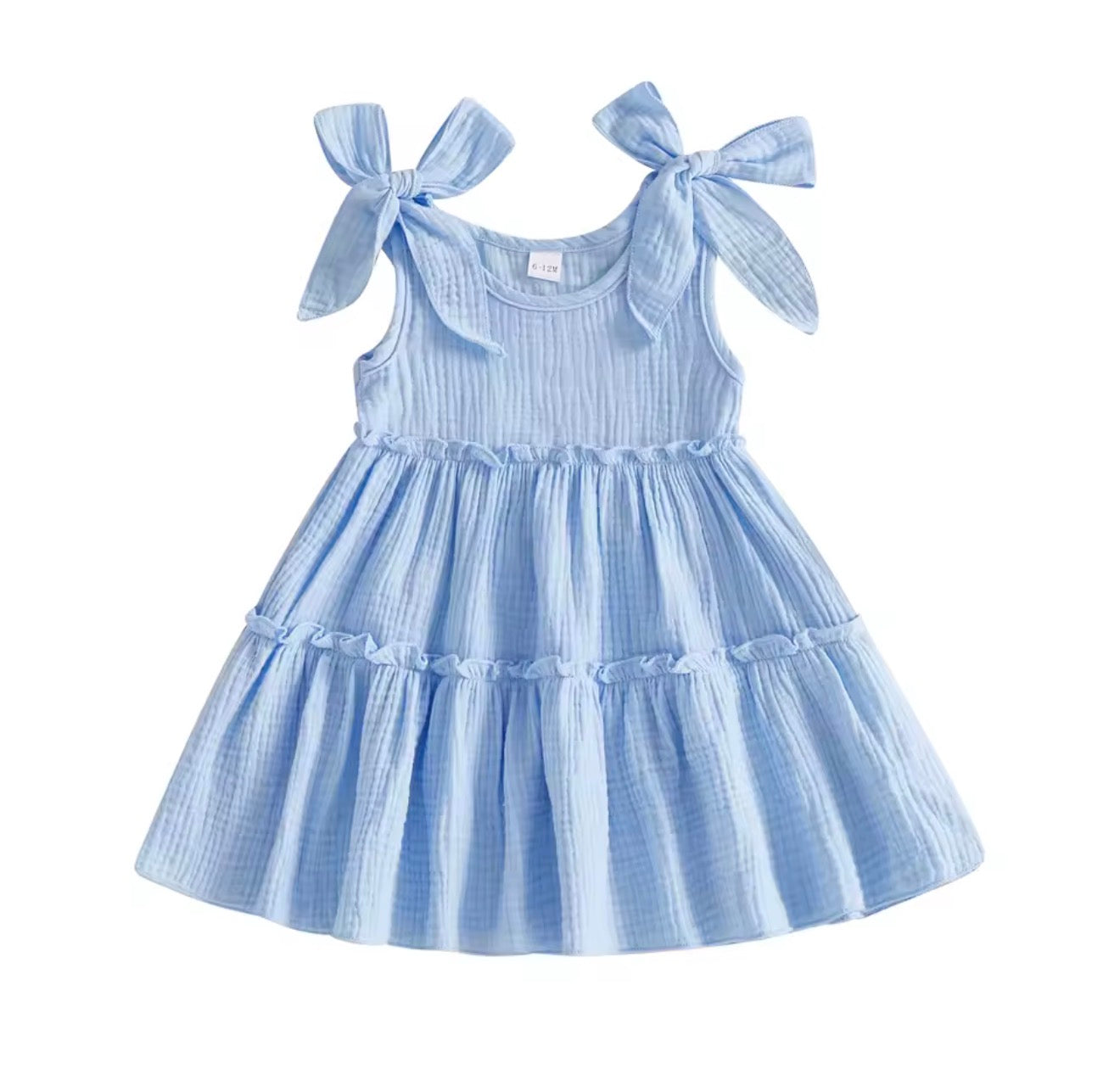 Blue Muslin Tiered Dress