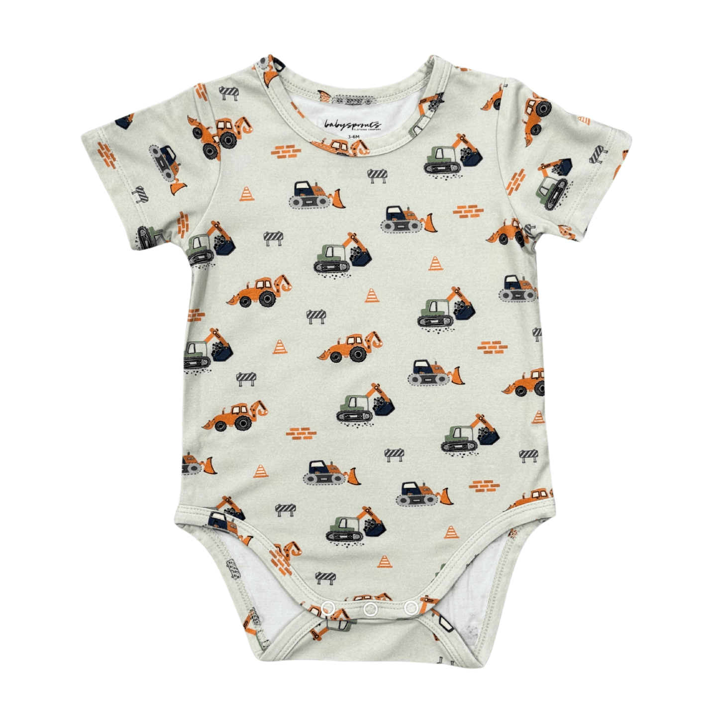 Baby Boy Short Sleeve Bodysuit in Construction