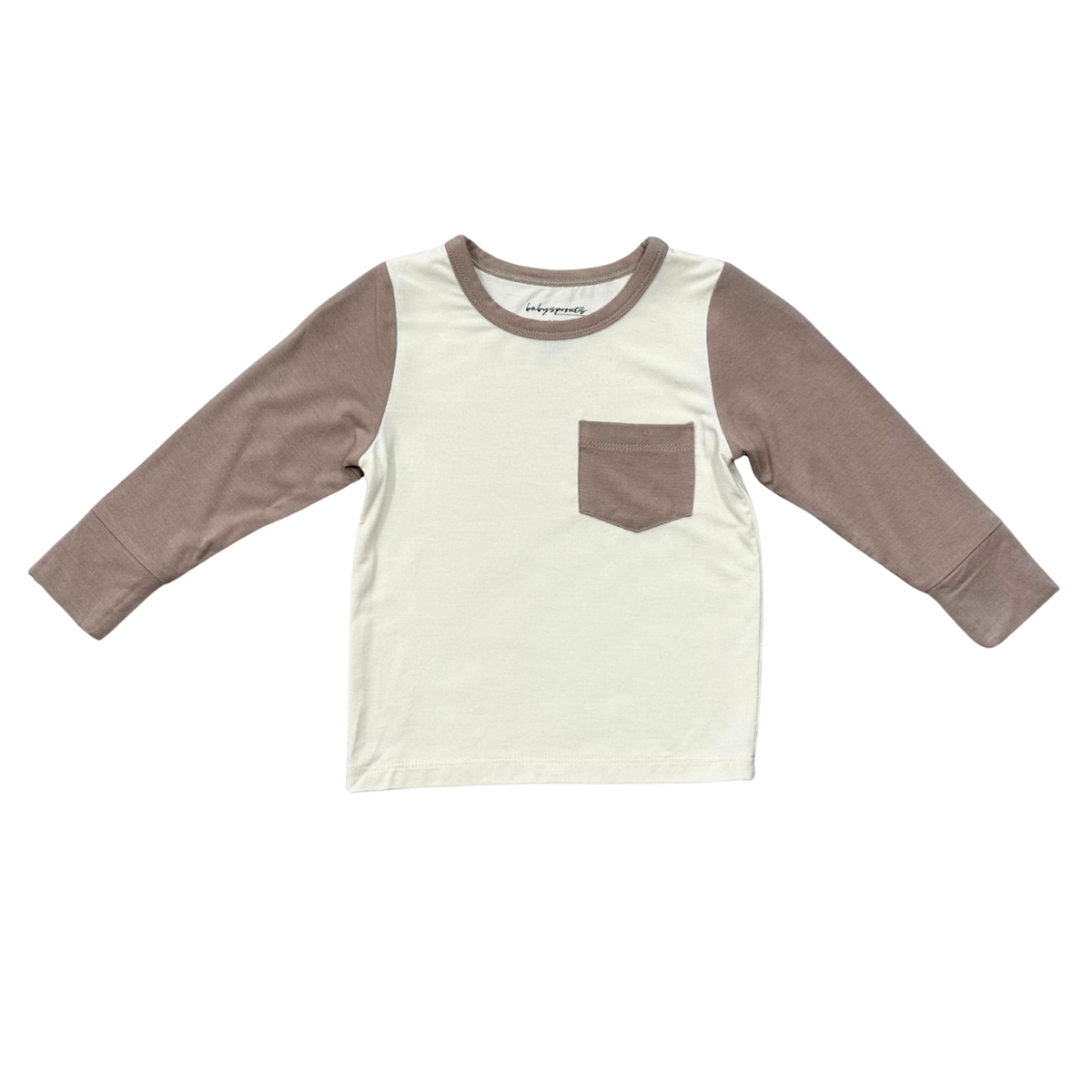 Boys Long Sleeve Colorblock Pocket Shirt in Portabella