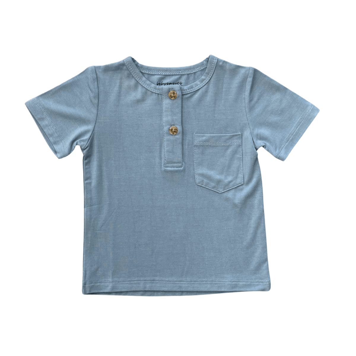 Boys Short Sleeve Henley Shirt in Mountain Spring