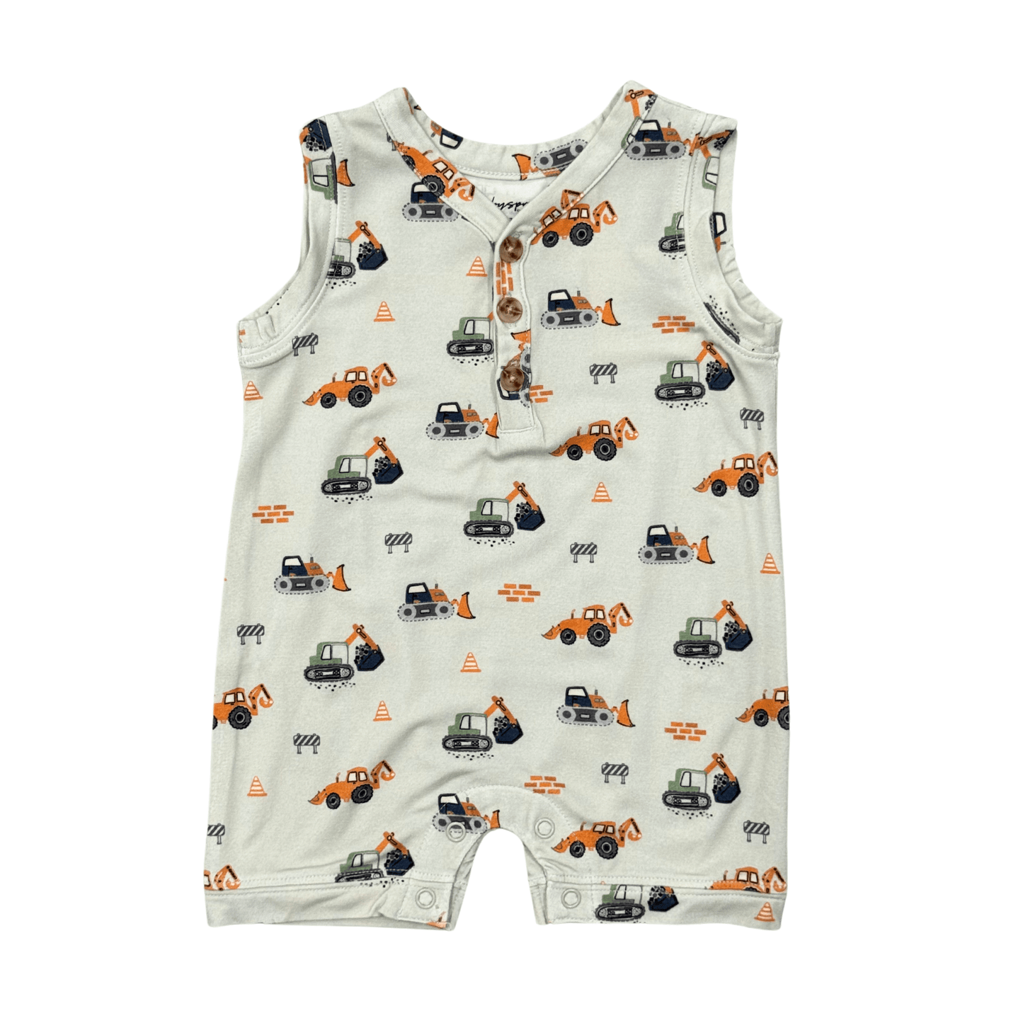 Baby Boy Sleeveless Romper in Construction