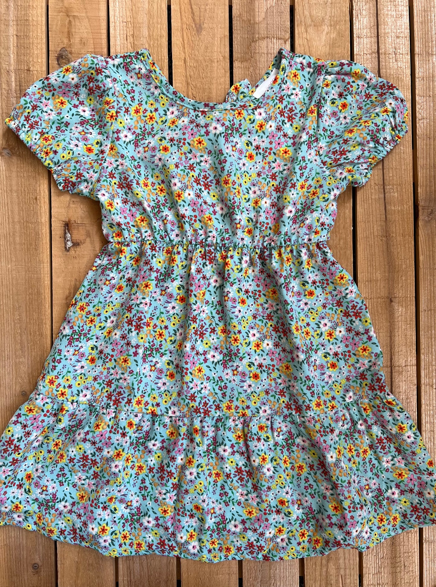 Puff Sleeve Tie Back Floral Dress