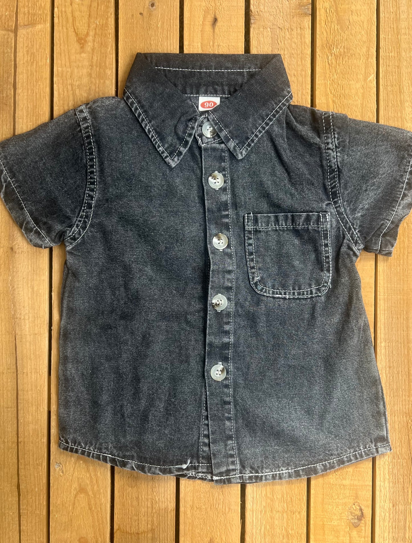 Black Denim Button Up
