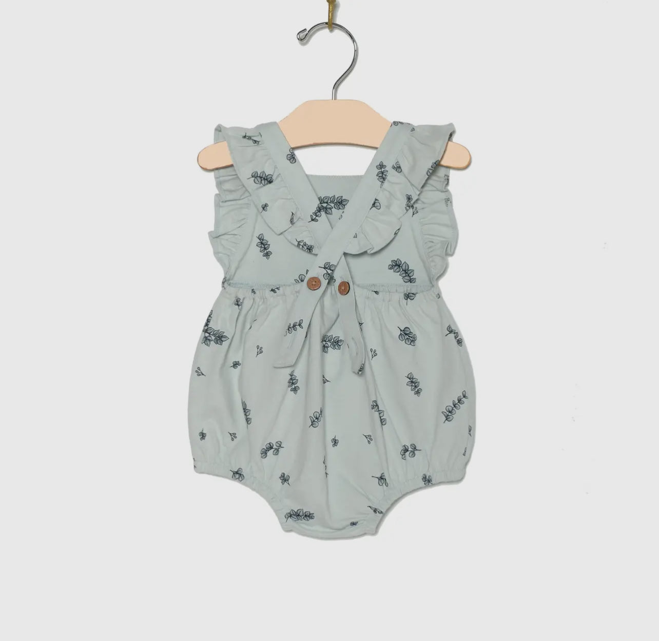 City Mouse Overall Flutter Romper- Eucalyptus