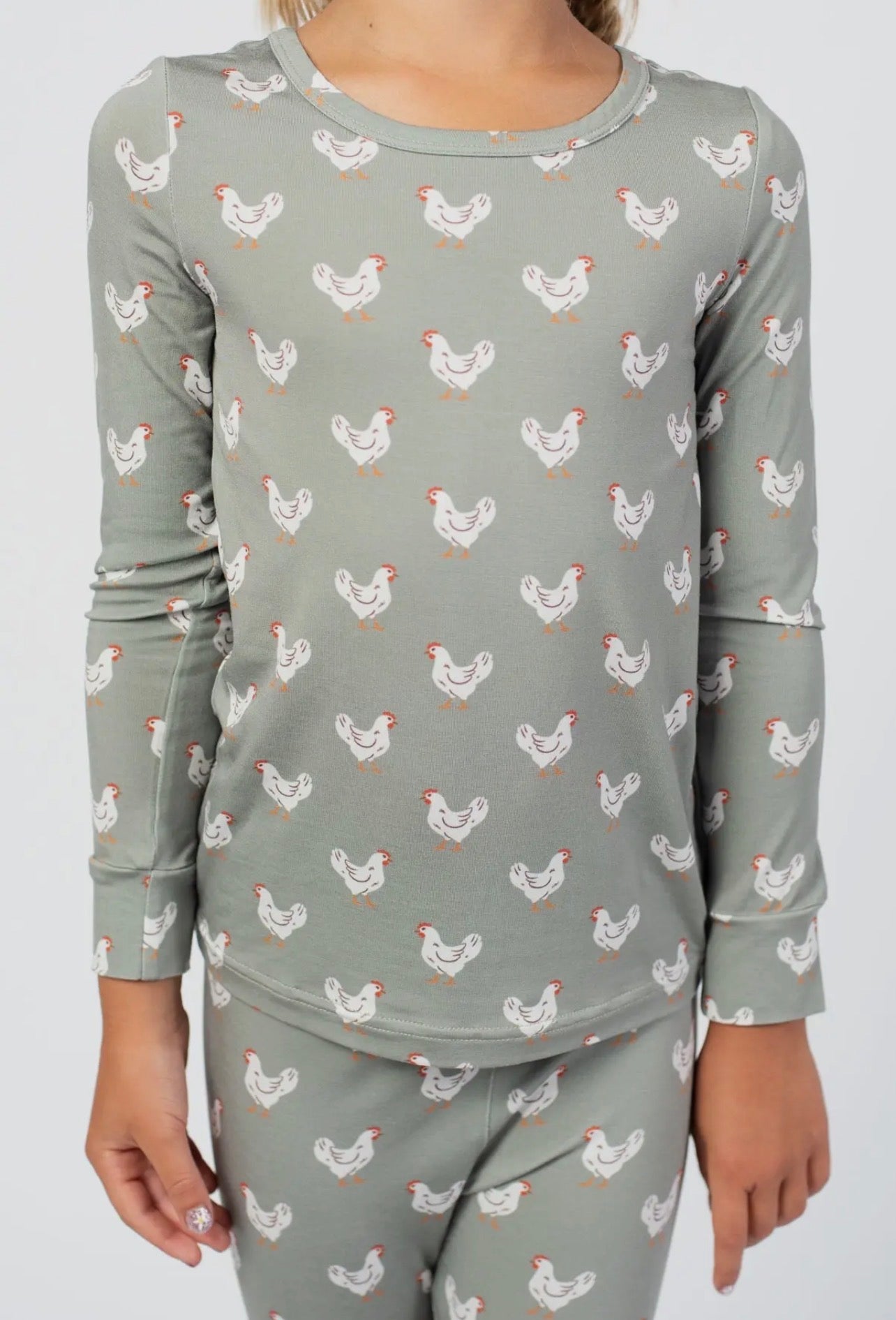 Sage Chicken Print Bamboo Set