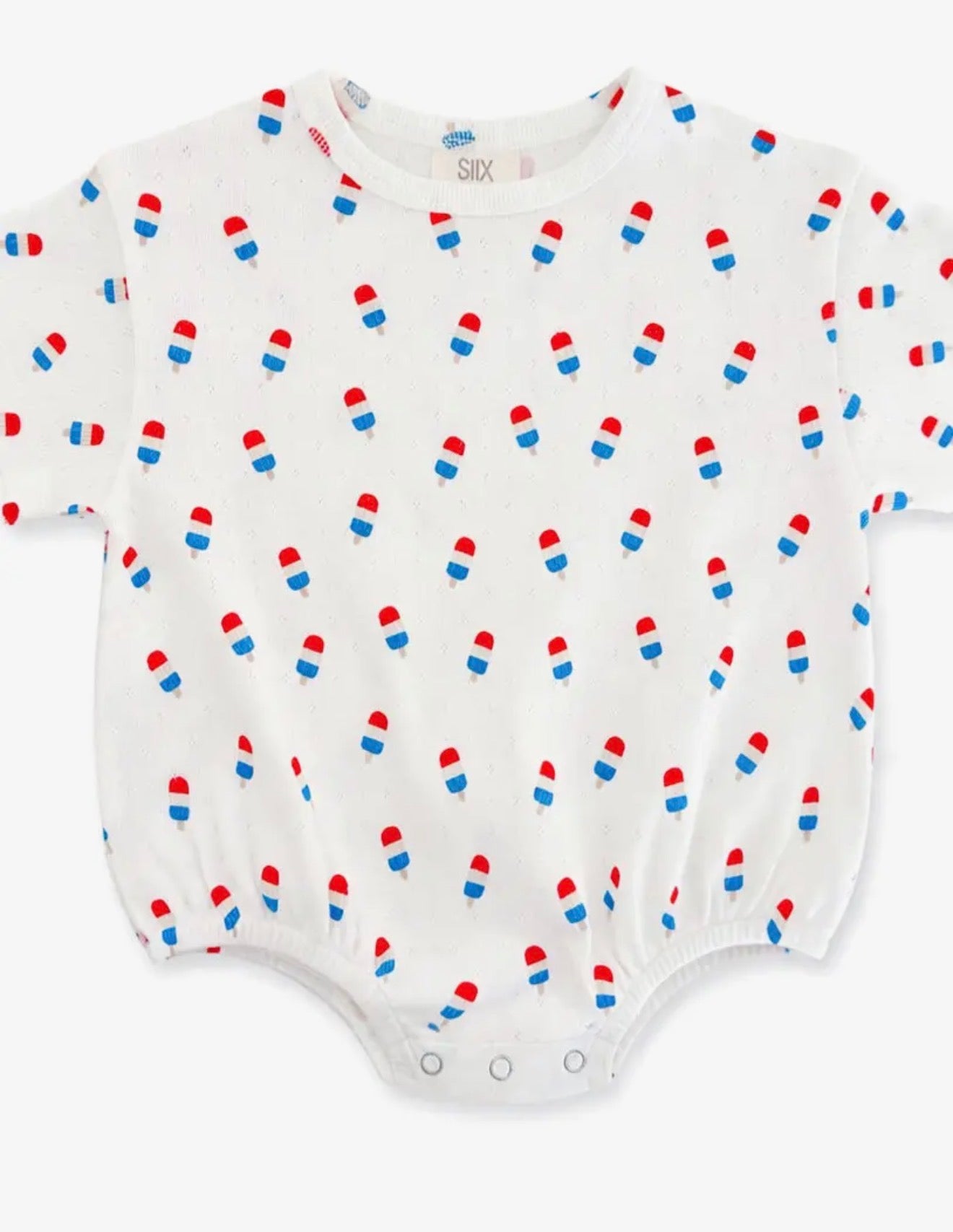 Patriotic Popsicle Pointelle T-Shirt Bubble Romper