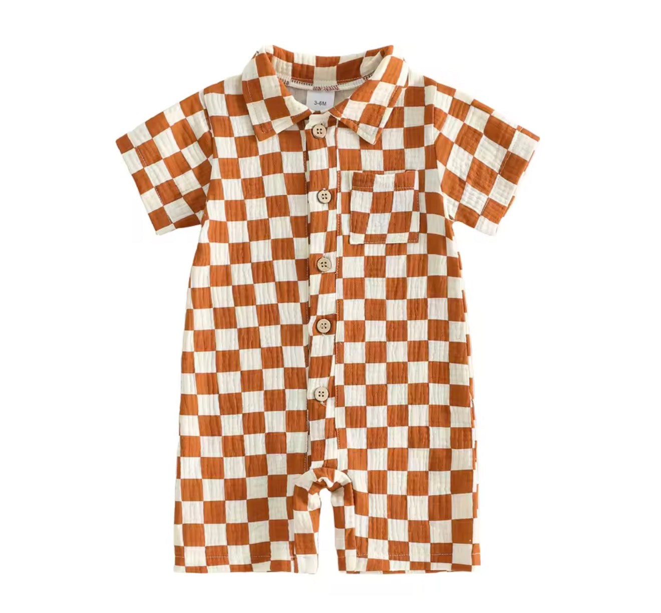 Rust Checkered Romper