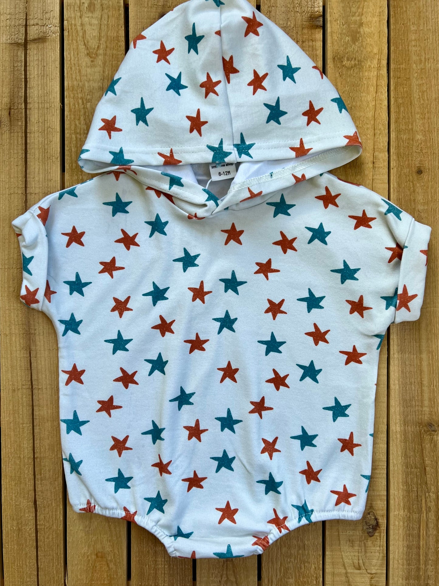 Vintage Stars Hooded Short Romper