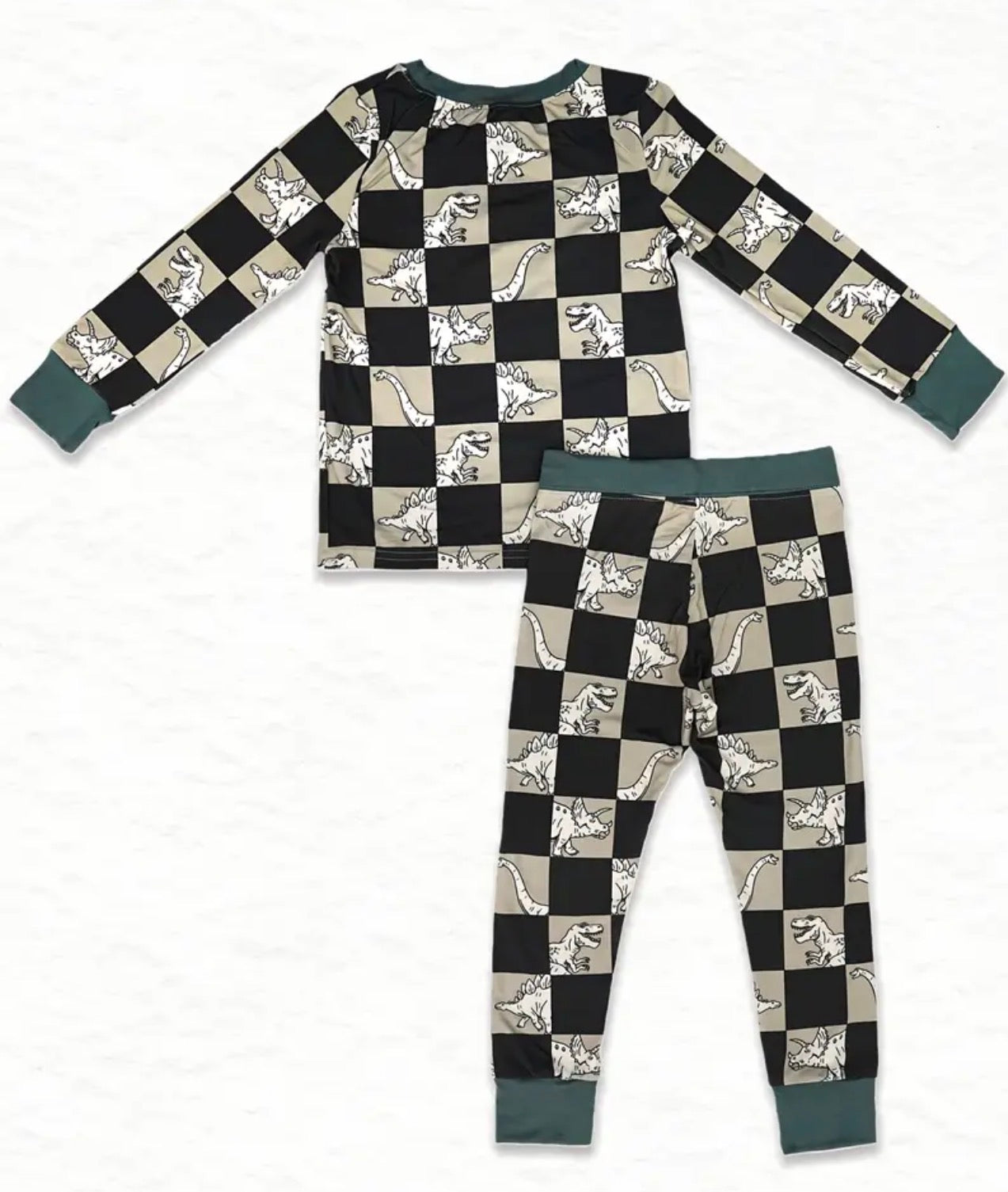 Checkered Dinosaur Bamboo Set