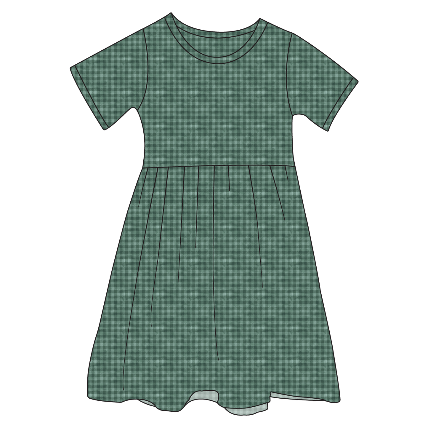 Green Plaid Bamboo Ruffle Spin Dress (Pre-Order)