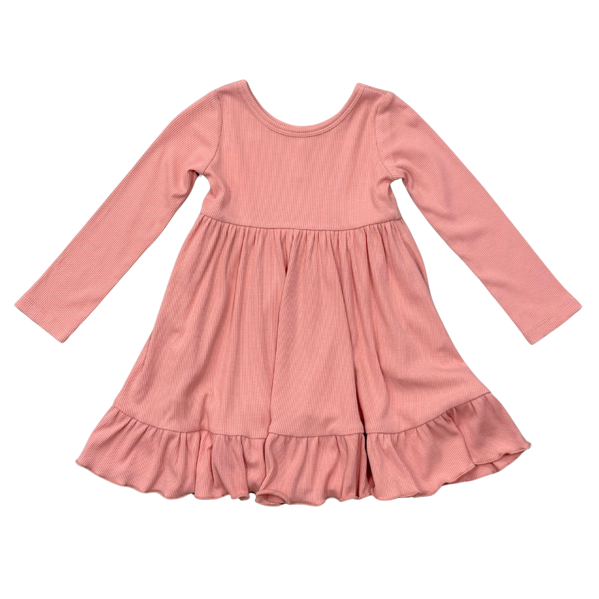 Girls Ribbed Ballet Dress in Mellow Rose