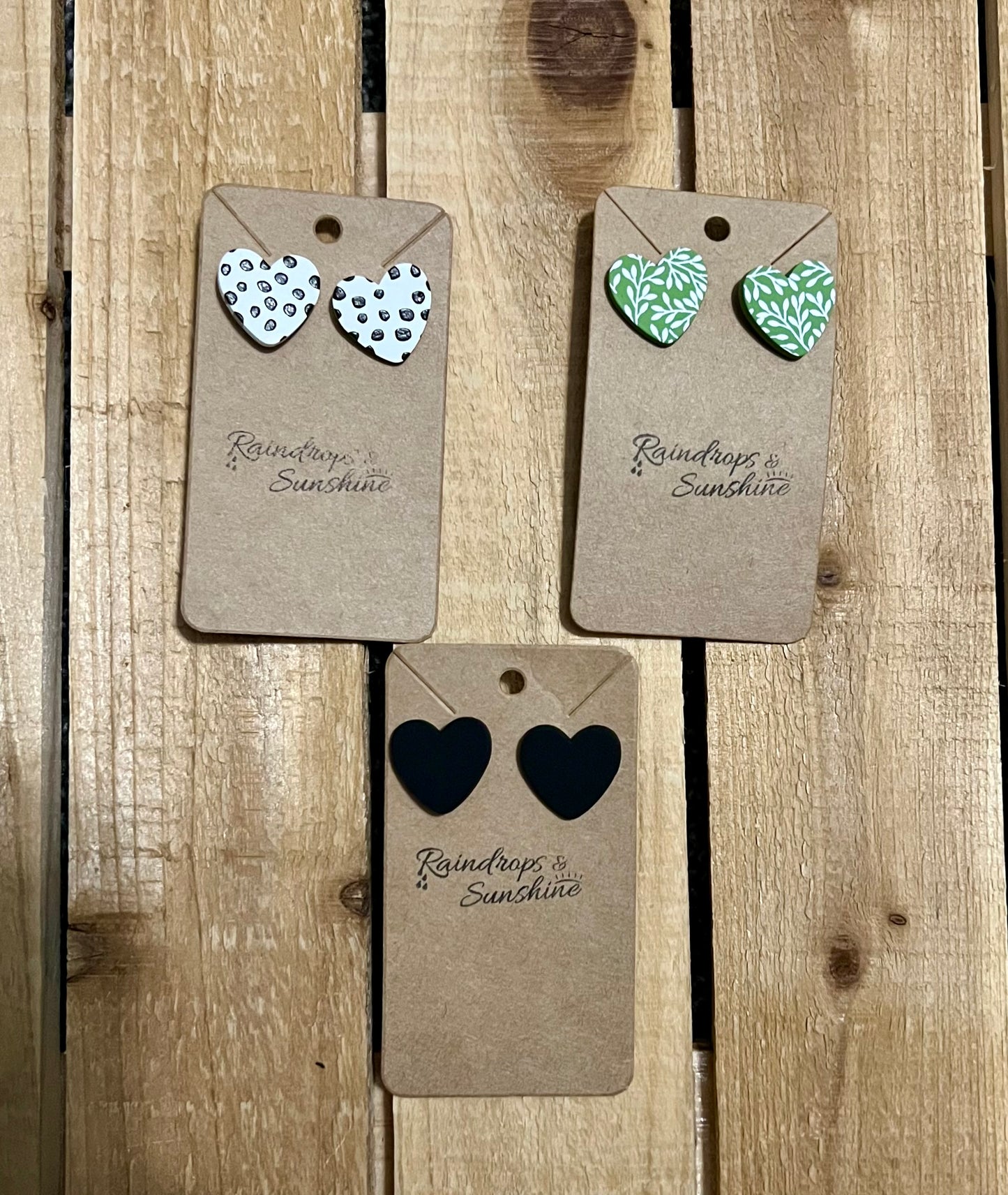 Wood Heart Earrings
