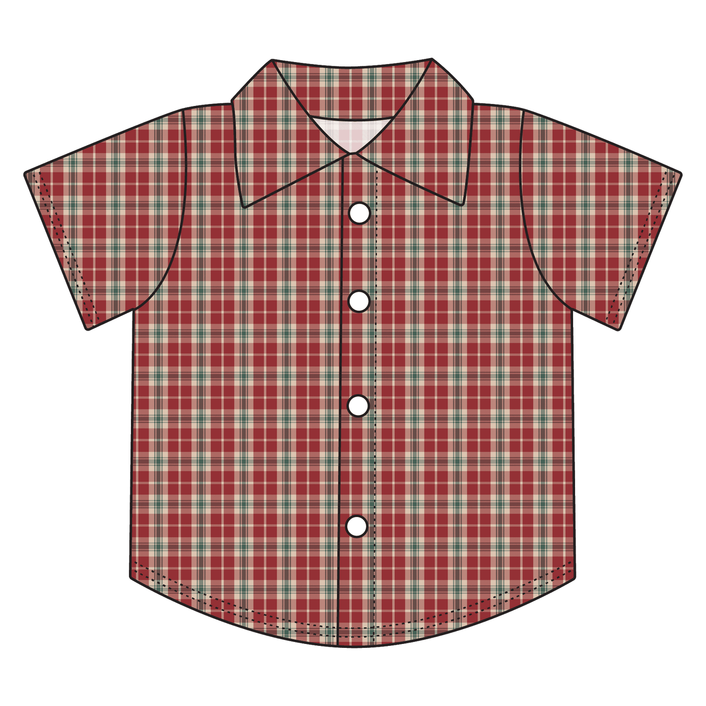 Red Plaid Bamboo Button Down Tee (Pre-Order)