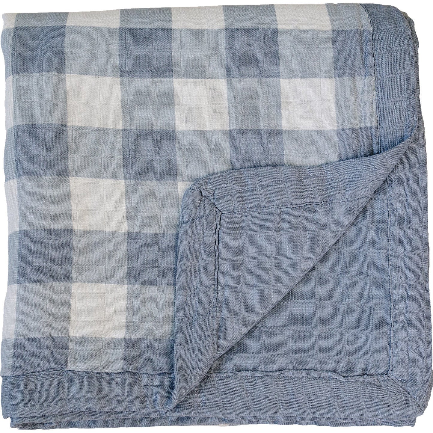 Dusty Blue Gingham + Dusty Blue Muslin Quilt