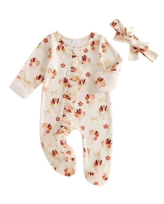 Turkey Ruffle Sleeper Set
