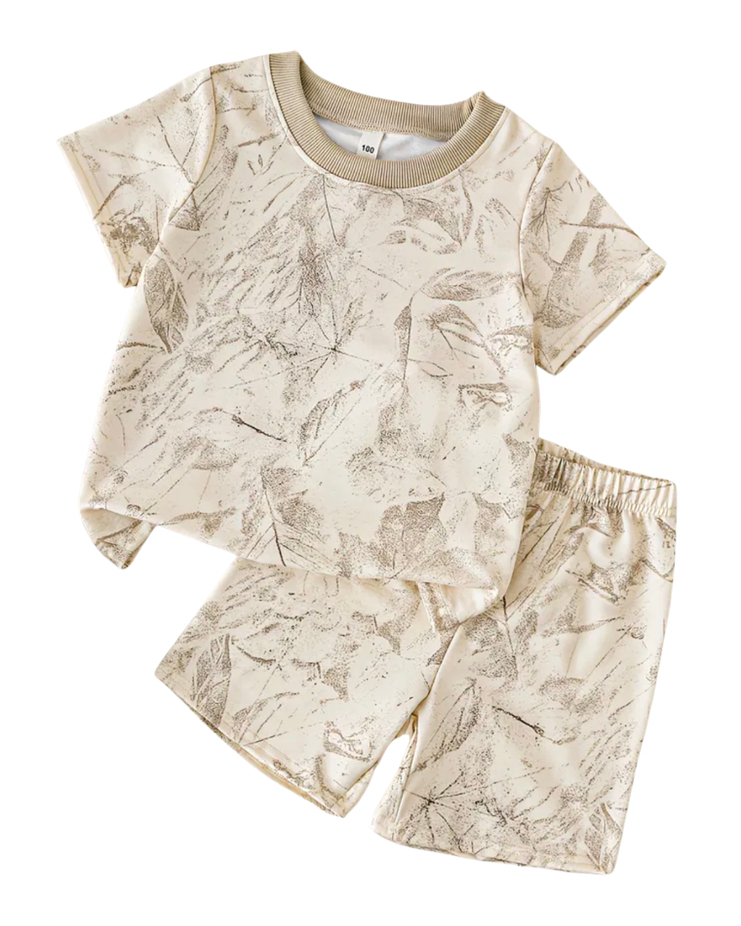 Neutral Leaves Shorts Set