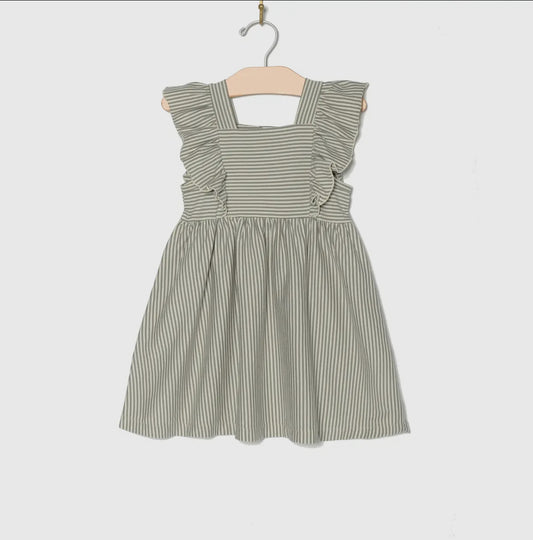 City Mouse Flutter Tank Dress- Steel Stripe