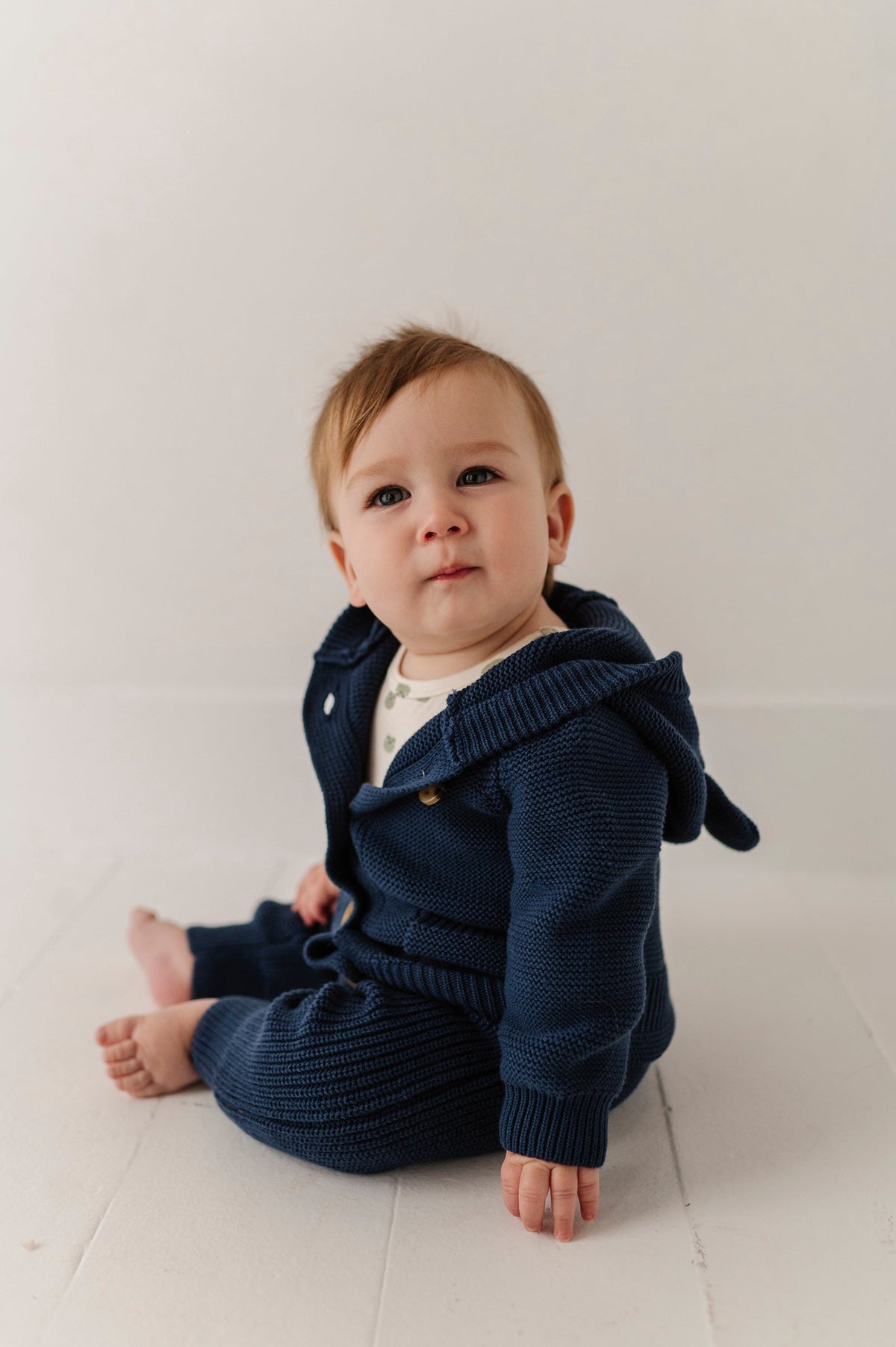 Knit Hoodie in Navy