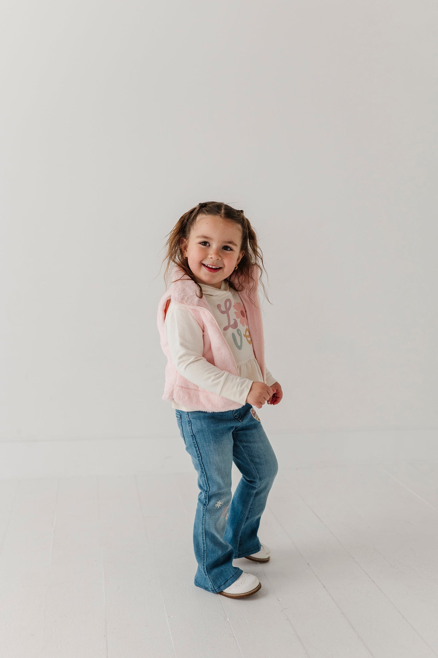 Girls Fur Vest in Light Pink