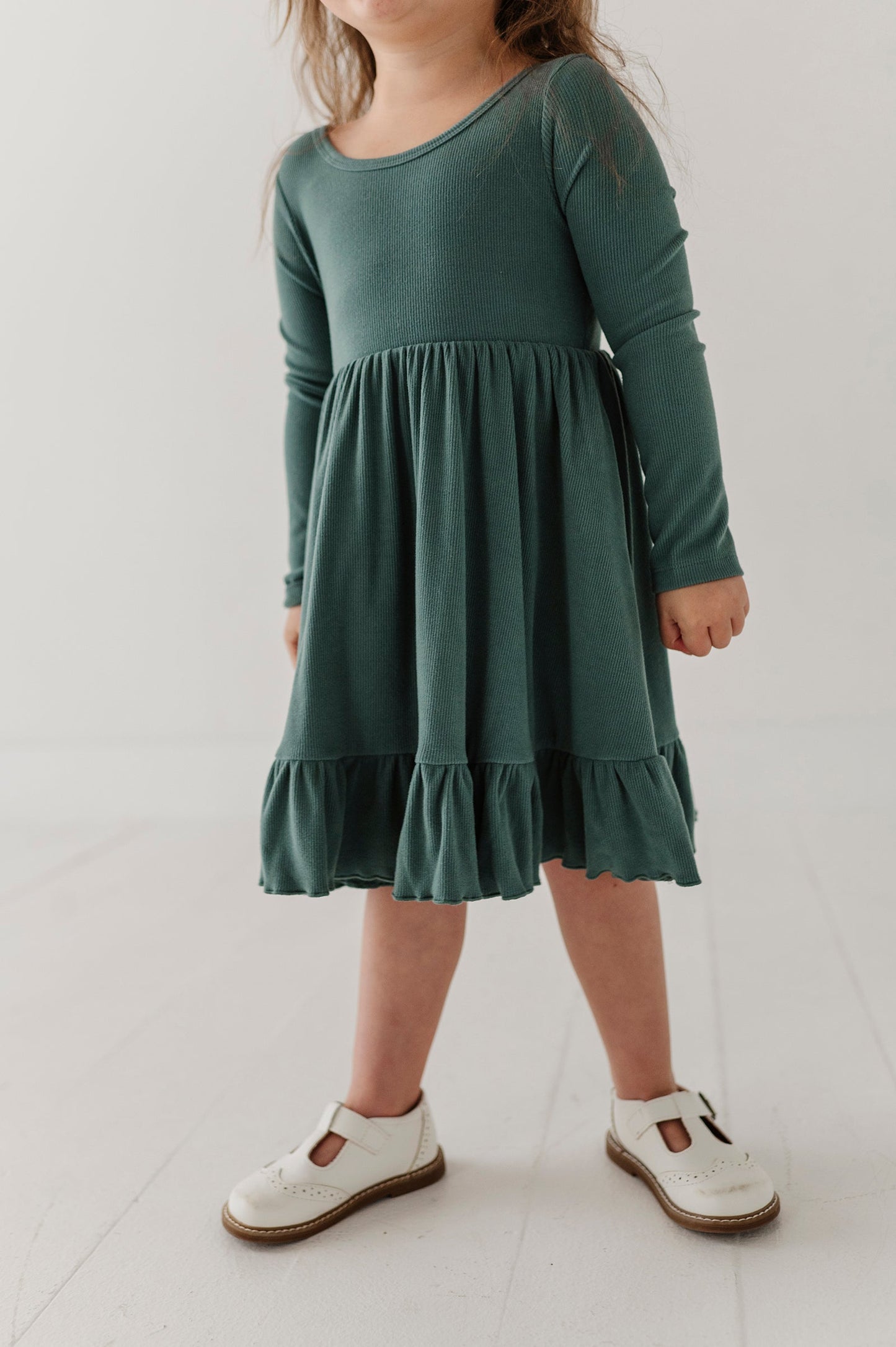 Girls Ribbed Ballet Dress in Atlantic