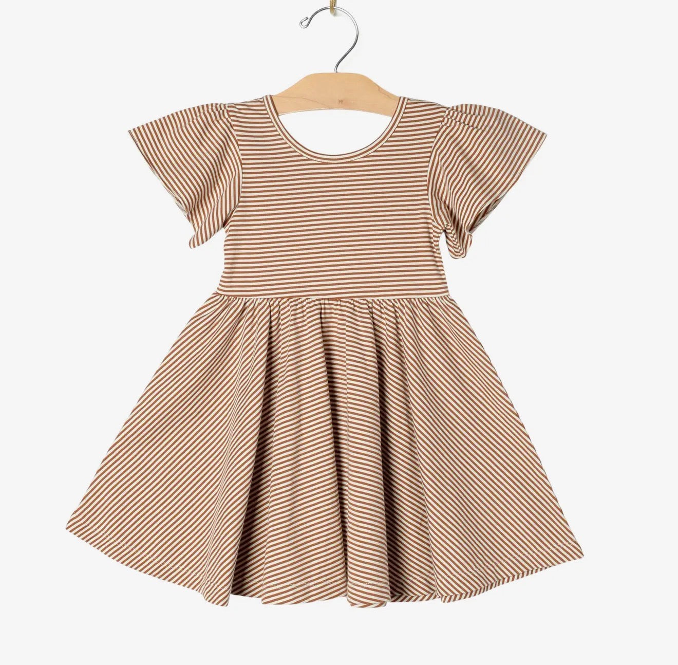 City Mouse Spring Twirl Dress- Toffee Stripe