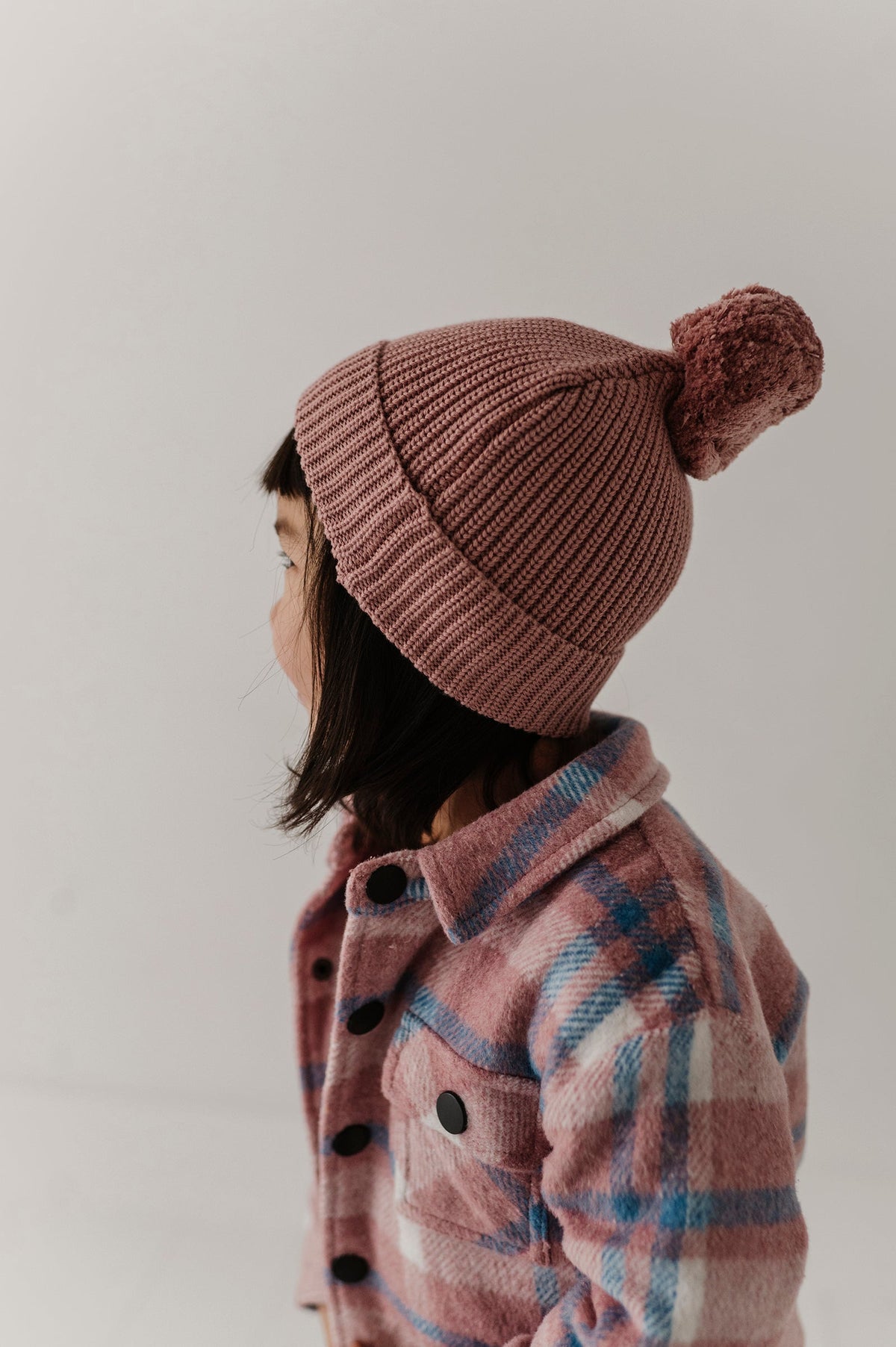 Knit Pom Hat in Rose