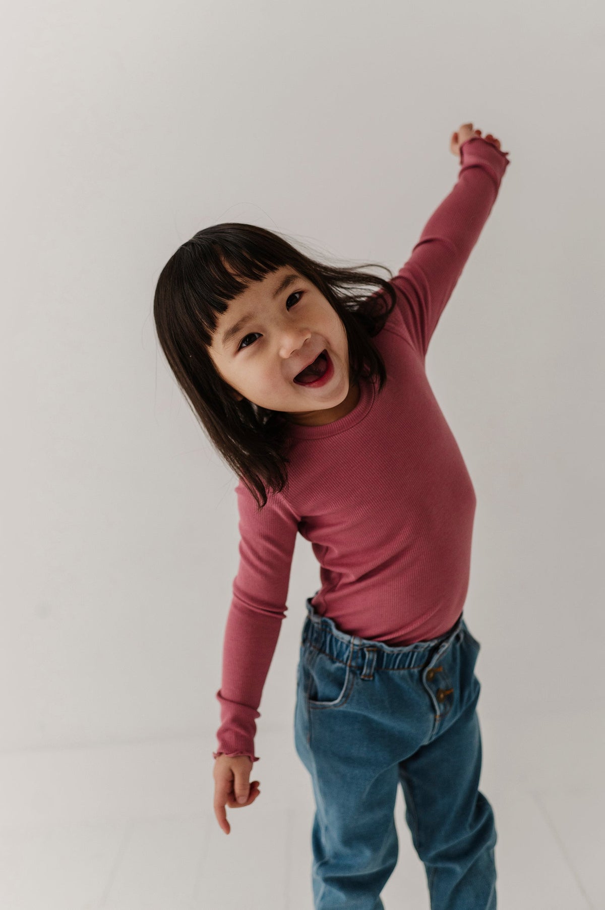 Girls Lettuce Hem Tee in Mesa Rose