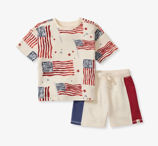 American Flag Tee & Shorts Set