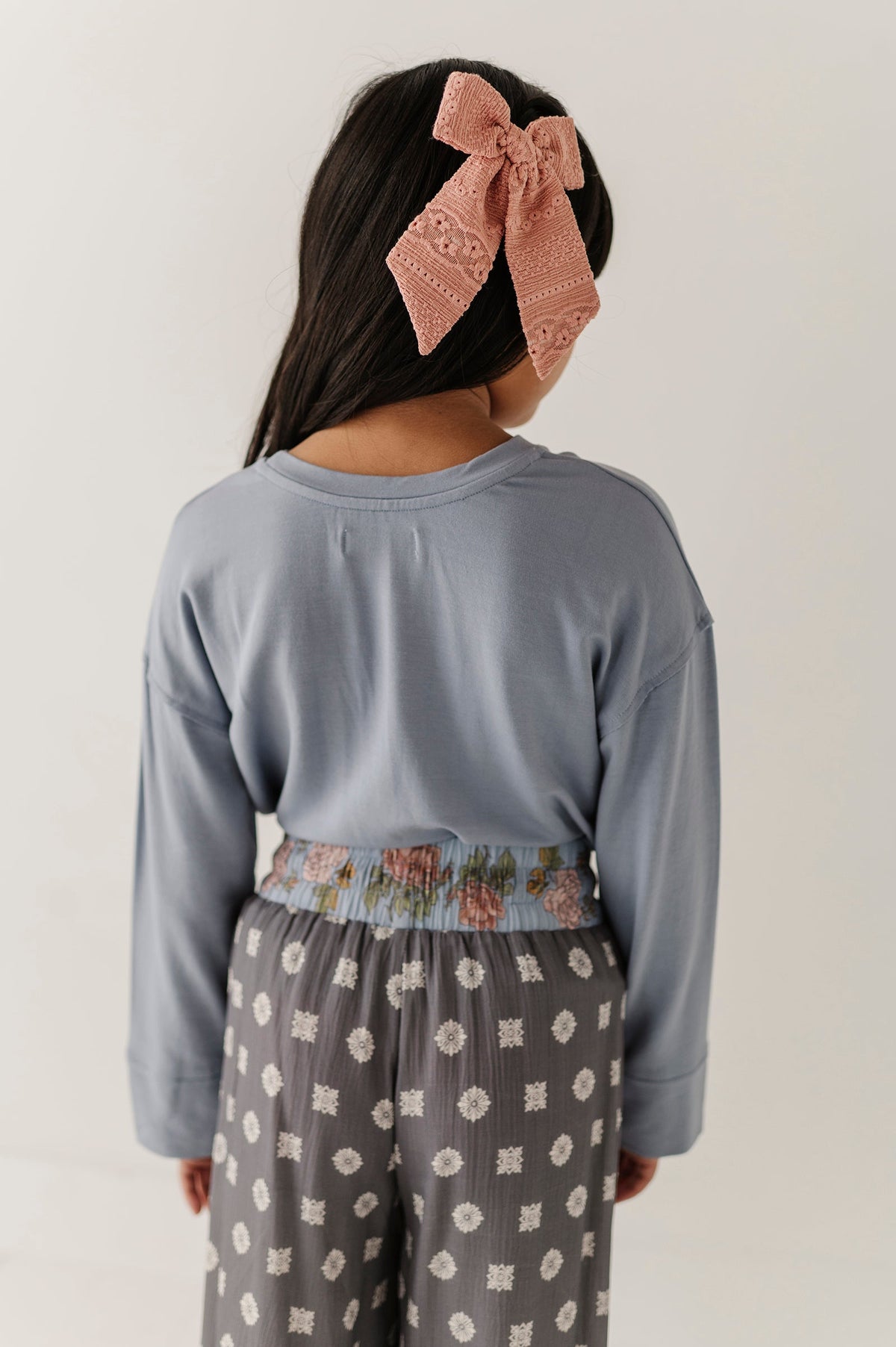 Girls Loose Fit Long Sleeve Top in Blue Fog