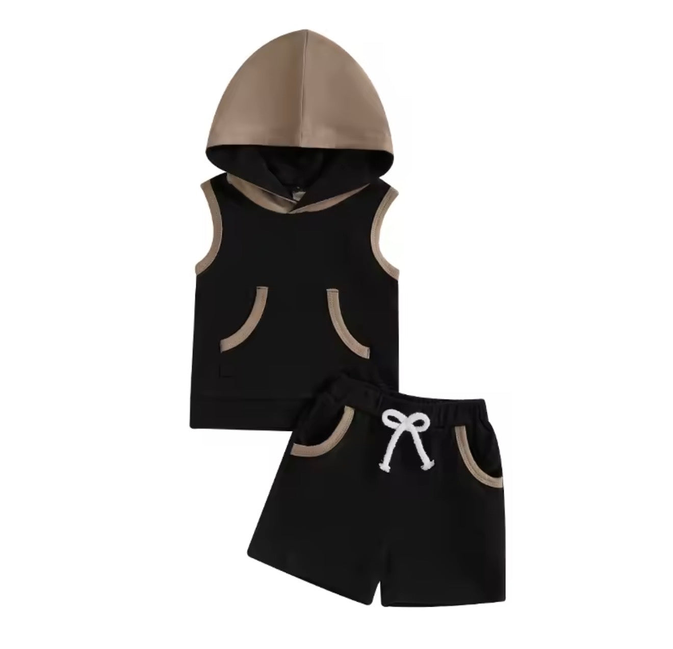 Black and Brown Hooded Tank Set