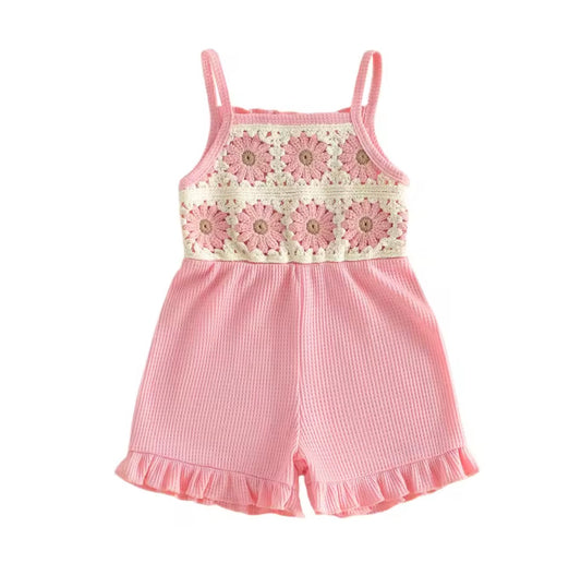 Pink Crochet Romper
